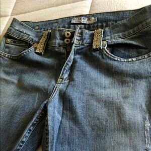 Allen B. By Allen Schwartz Women's Blue Jeans with Rhinestone Belt Loops